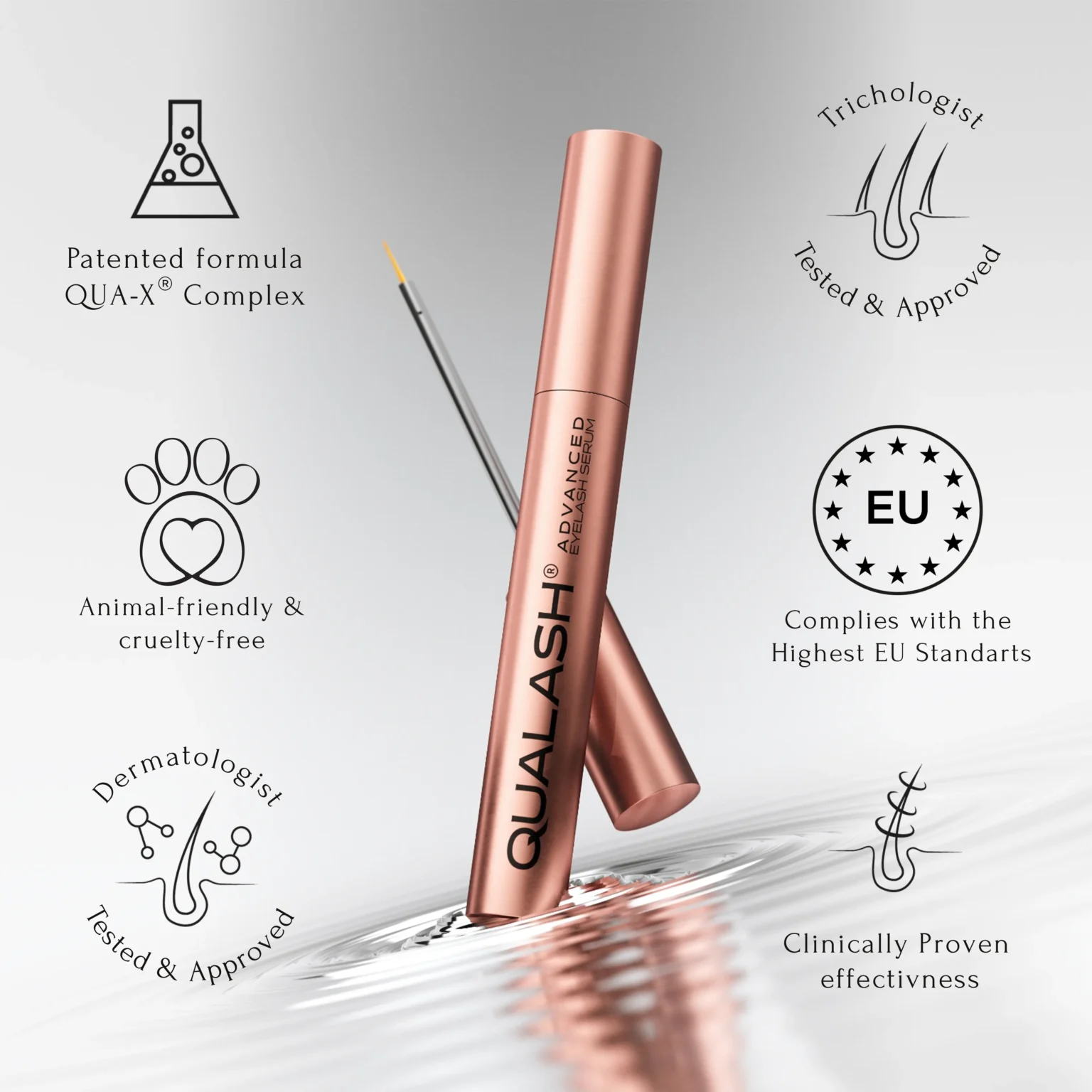 Odżywka do rzęs Qualash – wegańska formuła bez bimatoprostu, testowana dermatologicznie i okulistycznie